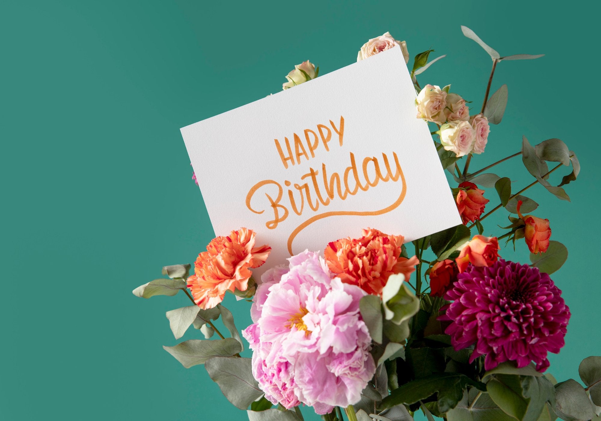 Carta floral de cumpleaños feliz con Foto de stock 2290923313 | Shutterstock, image size:2000x1400