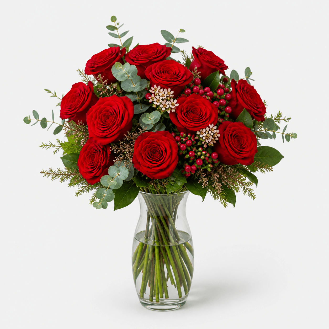 Amor | Red Roses Bouquet, three-quarter view - Persa Flores