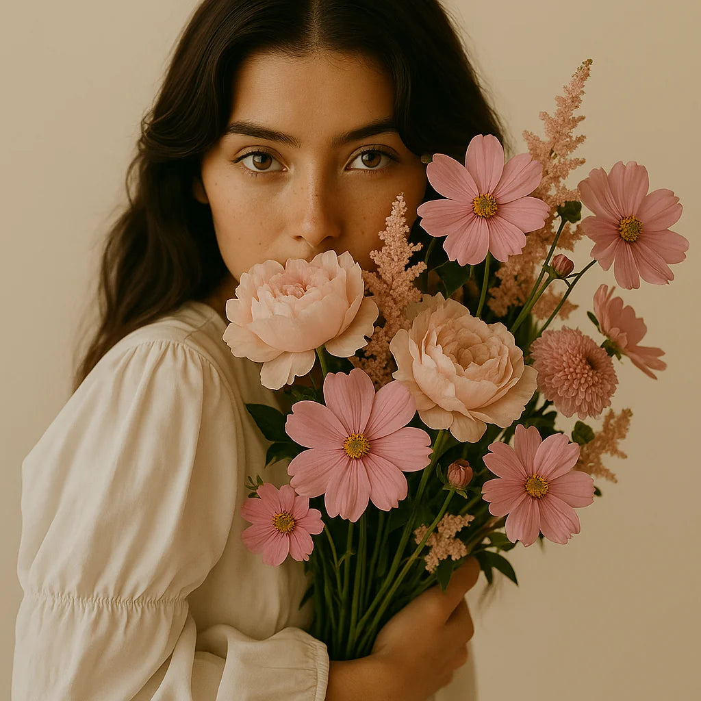 Miembro del equipo de atención al cliente de Persa Flores sonriendo, listo para ayudar y resolver dudas rápidamente.