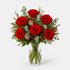 Amor | 6 Red Roses Bouquet in a Glass Vase - Persa Flores