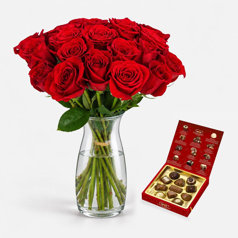 Rosas Rojas con Bombones - Persa Flores