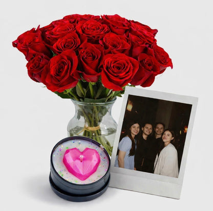 Rosas Rojas + Vela + Foto Instax 🔥OFERTA🔥 - Persa Flores