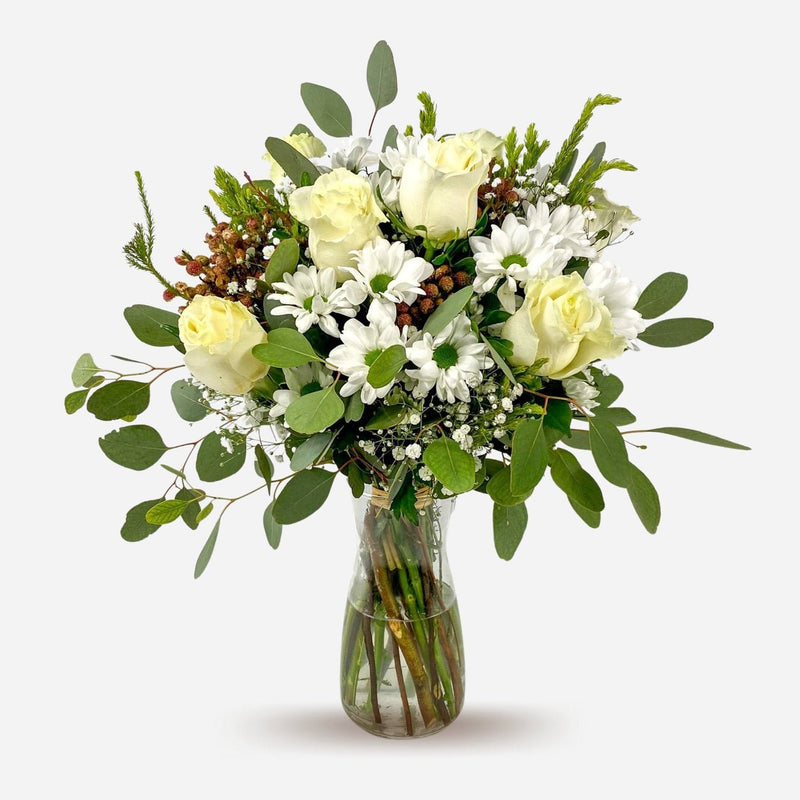 White Marble | Ramo de Rosas Blancas y Margaritas - Persa Flores